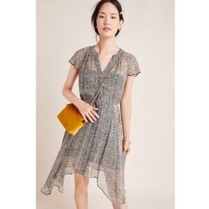 NWT Anthropologie Velvet by Graham and Spencer Belen Sheer Leopard Dress S